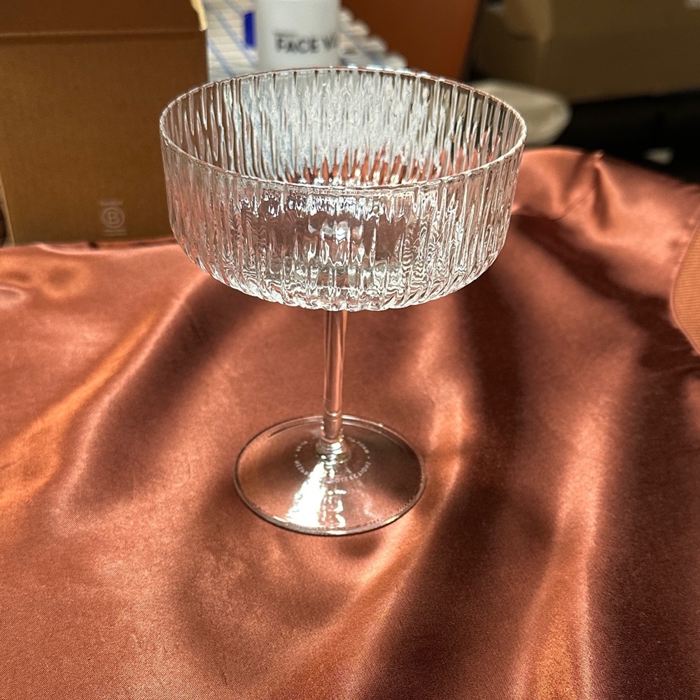 Nespresso Elegant Clear Glass Ribbed Coupe Glass Set of Two